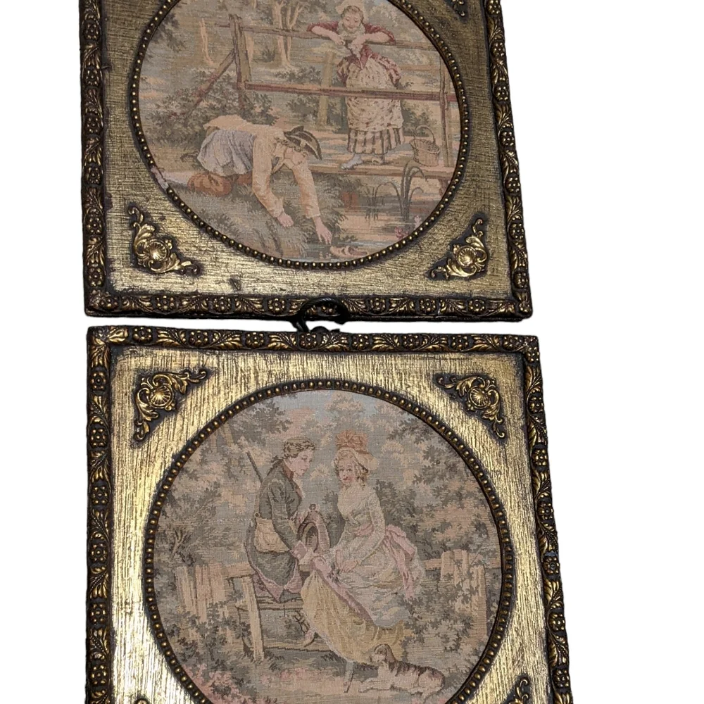 Tapestries needlepoint Sungot studio framed set of 2